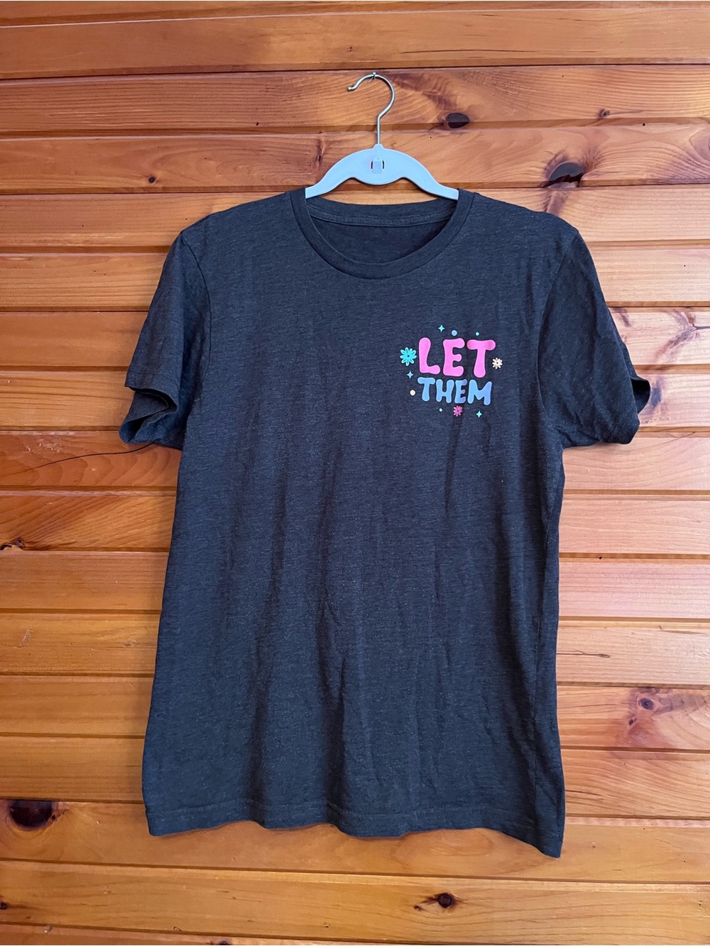 LET THEM Graphic Tee - Dark Gray Women’s Shirt - Picture 1 of 2